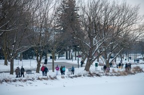 Hundreds of people bundled up for a fundraising walk around the Avon River in Stratford on Saturday.