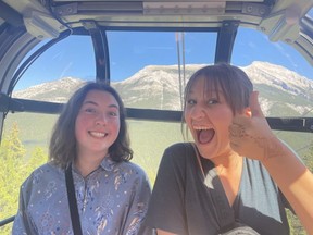 (Left) Maria checking out the Rocky Mountains. Photo supplied