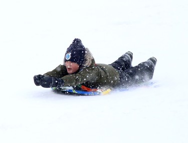 The City of Greater Sudbury hosted Snow Day, a free outdoor family celebration near the Grace Hartman Amphitheatre in Bell Park on Saturday, Feb. 4, 2023. Activities included snowshoeing, skating, snowboarding, tobogganing and more. There was be a warming area and fire pits, free hot chocolate, entertainment and change tables and nursing stations for families with babies and young children. Transportation to Bell Park was free of charge aboard Greater Sudbury Transit. Free helmets and equipment for activities were also available for loan. Meals and snacks were available for purchase from food vendors. Ben Leeson/The Sudbury Star/Postmedia Network