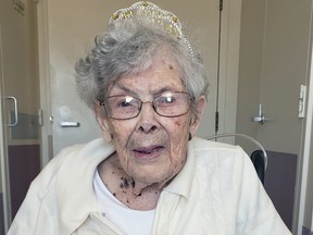 Jean Mitchell received more than 120 birthday cards marking her 106th birthday Feb. 5 - including 24 from the Gr 5/6 class of St. Columban School which helped put the grand total over the goal of 106!