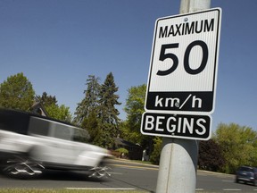 A 50 kilometre/hour speed limit sign is shown in this 2021 Postmedia file photo.