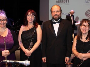 The Quinte Symphony held a concert Saturday at Maranatha Church. From the left are: Lisa Kemp, flute soloists, Robin Dupre, clarinet soloist, Maestro Dan Tremblay and clarinet soloist Karen Archer. JACK EVANS PHOTO