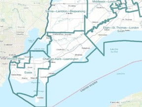 Chatham-Kent Mayor Darrin Canniff and Chatham-Kent--Leamington MP Dave Epp have said the new proposed boundaries for the Chatham-Kent--Leamington federal riding adress concerns about the previous proposal. (Screenshot/Postmedia Network)