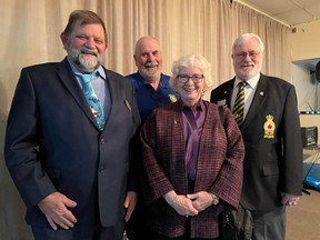 The 2023 Cornwall and District Service Club Council executive members are (from left) Terry Muir (secretary), Tom Wallace (vice-president), Katie Burke (president) and Marvin Plumadore (treasurer). Photo on Thursday, February 2, 2023, in Cornwall, Ont. Todd Hambleton/Cornwall Standard-Freeholder/Postmedia Network