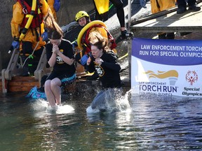 More than 120 participants plunged into the chilly waters off Crawford Wharf in downtown Kingston for the 2023 Kingston Police Polar Plunge on Sunday, Feb. 12, 2023. The event raised more than $57,000 for Special Olympics programs.