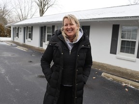 Marinka Molson, who has opened the Frog Point Inn near Courtright with her husband, Shane Molson, stands outside the recently renovated six-room inn.