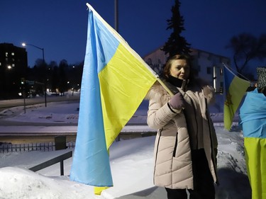 The local Ukrainian community organized a candlelight vigil to Stand with Ukraine, 365 Days of Resistance, in Sudbury, Ont. on Friday February 24, 2023.