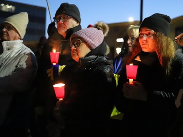 The local Ukrainian community organized a candlelight vigil to Stand with Ukraine, 365 Days of Resistance, in Sudbury, Ont. on Friday February 24, 2023. The event marked the first anniversary of Russia's unprovoked war against Ukraine. Events to mark the anniversary were held across Canada. John Lappa/Sudbury Star/Postmedia Network