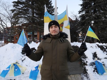 Lo-Ellen Park Secondary School student Khalid Osmanov, 18, who came to Sudbury from Crimea in April 2022, participated in a candlelight vigil to Stand with Ukraine, 365 Days of Resistance, in Sudbury, Ont. on Friday February 24, 2023.