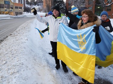 The local Ukrainian community organized a candlelight vigil to Stand with Ukraine, 365 Days of Resistance, in Sudbury, Ont. on Friday February 24, 2023.
