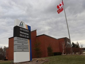 The Lambton County administration building in Wyoming is shown here. File photo/Postmedia