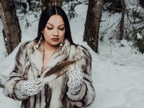 A New York Fashion week promotional shot for Scott Wabano's collection that will be showing on Feb. 10, featuring Moose Cree First Nation model Dawn Trapper.

Supplied/Catherine Orr