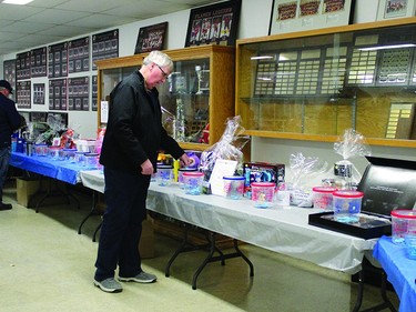 Many raffle items were donated for Bisons Day on Feb. 4 at the Vulcan District Arena. STEPHEN TIPPER