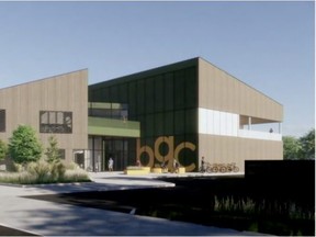 An architectural design concept of what the BGC Strathcona County Hub will look like in the Brentwood neighbourhood. Graphic supplied