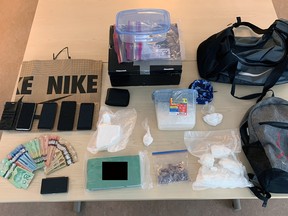 Items seized by Kingston Police on Thursday after they searched a hotel room in Kingston.