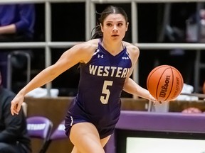 Ariane Saumure of the Western Mustangs is the 2022-23 OUA women's basketball Defensive Player of the Year.