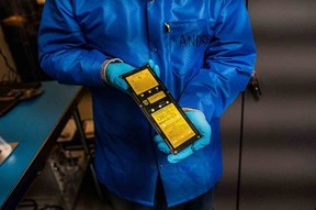 One panel from the NEUDOSE satellite recognizes the support of Bruce Power, the Nuclear Innovation Institute and others, including a dedication to the late Frank Saunders, former NII President and CEO, an advocate for young talent in the nuclear industry.