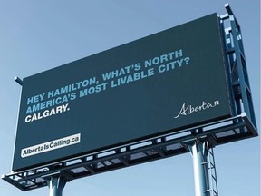 An artist rendering of a billboard advertising the Alberta is Calling Again campaign. Supplied by Government of Alberta