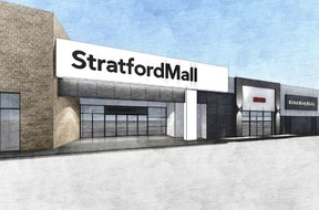 An architect's rendering of what Entrance A at the Stratford Mall will look like following renovations to the building's exterior this spring.  (Submitted image)
