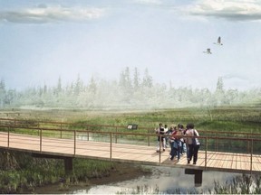 An example of the boardwalks over the wetlands in the future Strathcona County Regional Park, which is located north of Township Road and west of the Riverside Nature Trail. Graphic supplied