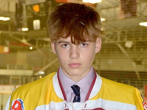 Timmins goalie Alex Hall picked up the shutout as the Majors blanked the North Bay U16 Trappers 2-0 in their first game at the Northern Ontario U18 League playoff tournament in Sault Ste. Marie Thursday afternoon. The Majors were scheduled to take on the Sudbury U18 Nickel Capitals on Thursday, at 9 p.m. THOMAS PERRY/THE DAILY PRESS