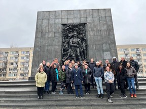 Twenty-four educators from across Ontario visited the monument commemorating the Warsaw Ghetto Uprising during a weeklong Holocaust education tour in Poland offered through the Friends of Simon Wiesenthal Center for Holocaust Studies' Compassion to Action program.  Submitted photo