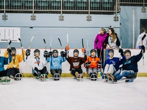 Sledge Hockey Day, which runs from 9 a.m. to 4 p.m. this Saturday, March 25 at Millennium Place, will see the Robin Hood Association’s Hood Rush sledge hockey teams face off against local businesses and community-based supporters. Photo supplied