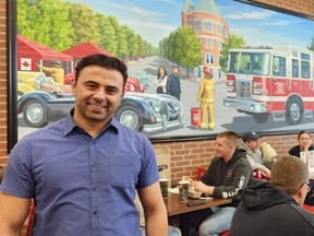Javed Qadree, a former Peel Regional police officer, is the franchise owner for the new Firehouse Subs location in Chatham at 635 Grand Ave. W. (Trevor Terfloth/The Daily News)