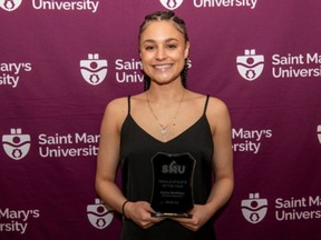 Brantford's Alaina McMillan was recently named Saint Mary's University's female athlete of the year. smuhuskies.ca