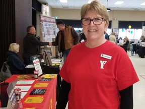Linda Alexander, manager of employment and settlement services for the YMCA of Owen Sound Grey Bruce, at the job fair in Owen Sound Wednesday, March 1, 2023. (Scott Dunn/The Sun Times/Postmedia Network)