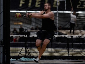 Purdue Boilermakers’ Johnny Vanos, of Forest, Ont., has qualified for the NCAA East Region preliminary round in the men’s hammer. (Purdue Athletics Communications)