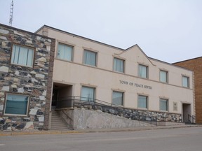 The town office in Peace River, Alta. on Saturday, April 25, 2020.
