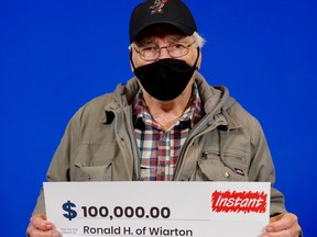 Wiarton's Ronald Hibbard is a $100,000 winner in the Instant Jackpot Multiplier game. (OLG photo)