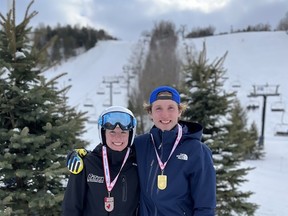 Batawa Ski Racing Club U19s made the podium at the Southern Ontario Division finals on Sunday in a GS race. Silver for Haleigh MacPherson and gold for Spencer Dullard-Krizay. SUBMITTED PHOTO
