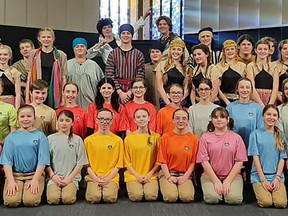 The cast of Joseph and the Amazing Color Dreamcoat rehearsed since September to produce this classic musical. They performed five shows filled to capacity at Belleville's Maranatha Church this past weekend. SUBMITTED PHOTO