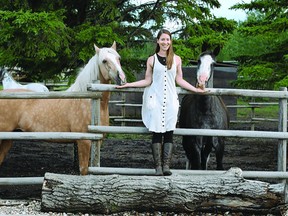 Unbridled Equines owner and facilitator Theresa Coombs with horses Dakota (left) and Jack (right). (Supplied)