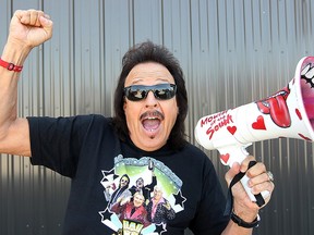 Jimmy Hart hams it up during a promo stop in Winnipeg Thursday May 26, 2011. 'The Mouth of the South' is coming to Chatham on Sunday. (File photo)
