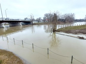 The Thames River and the mouth of McGregor Creek at the Third Street Bridge is seen here Monday afternoon. The watershed report card issued by Lower Thames Valley Conservation Authority shows room for improvement, but many people are working to make that happen, an official says. (Ellwood Shreve/Chatham Daily News)