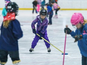 Children enjoy an afternoon of ringette at the Cochrane Arena on Sunday, March 12, 2023. The Ringette Association's Come Try Ringette event had 63 attendees.