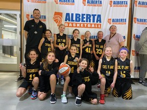 The Cochrane Kodiaks U11 girls basketball team won silver medals at provincials in Edmonton the weekend of March 11. PHOTO COURTESY OF E. BLAIRE CONRAD