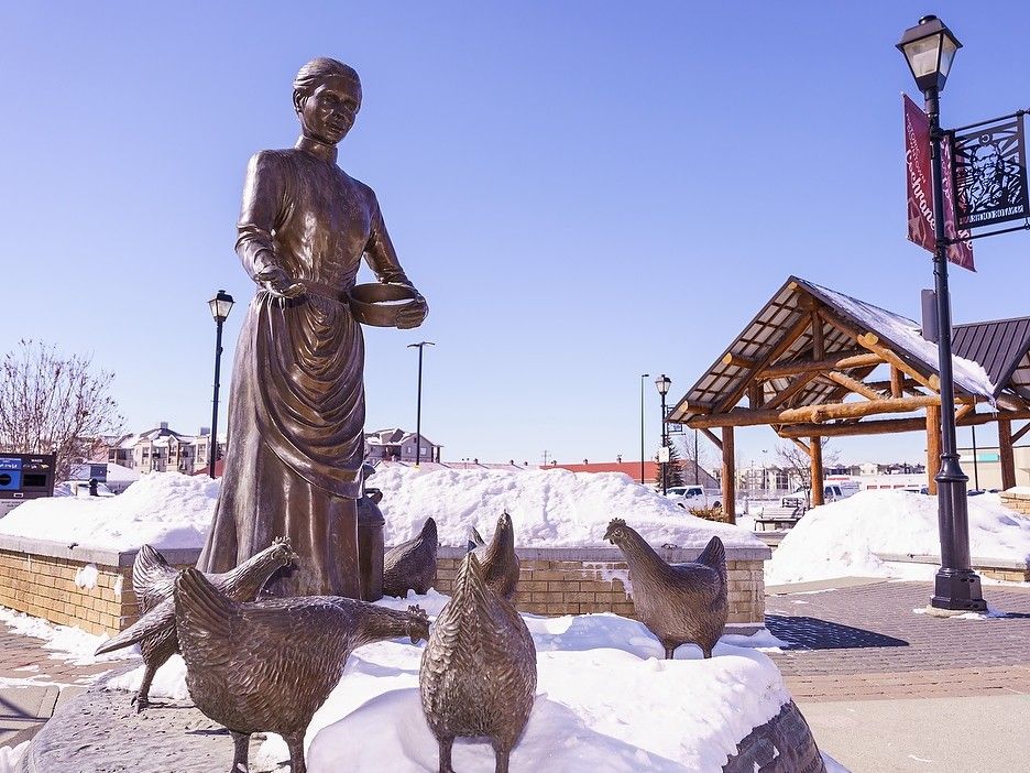 Cochrane's "chicken lady" legacy statue honours pioneer women Airdrie