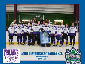 For the first time in the school's history, the Ecole John Diefenbaker Senior School Trojans boys hockey team competed at the OFSAA championships.