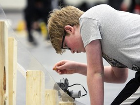 Nolan Matthis, of Welborne Avenue Public School, at the Limestone District School Board Skills Competition at St. Lawrence College in Kingston, on Wednesday.