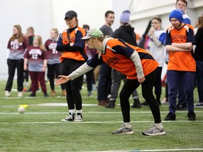 Students from Bayridge Secondary School and six other local high schools competed during a bocce tournament at the Alliance Sportsplex in Kingston on Tuesday.