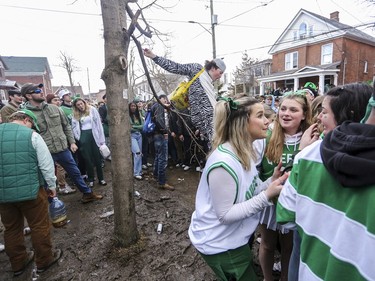 Thousands of students party on Aberdeen Street in Kingston's University District to mark St. Patrick's Day on Saturday, March 18, 2023. Meghan Balogh/The Kingston Whig-Standard