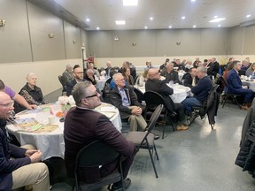 More than 70 people filled Merc Hall for the Augusta Township Mayor's breakfast where Jeff Shaver announced several businesses opening or expanding in the township over the next two years. Catherine Orth/For the Recorder and Times