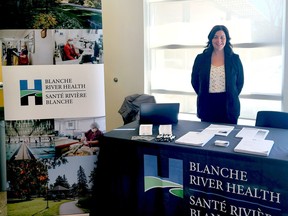Blanche River Health Human Resources representative Lisa Poeta attends a health-care career fair attended by Canadore College students in Parry Sound on March 15. Poeta is among a team of employees who travel to recruitment fairs across Ontario with the aim of attracting health-care professionals to the Kirkland Lake and Englehart sites of Blanche River Health. SUBMITTED PHOTO