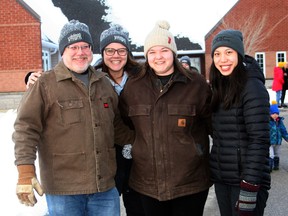 The Exeter Coldest Night of the Year fundraiser was held Sat., Feb. 25, so far raising more than $41,000 for those in need. Participating, from left, are Pastor John Trembulak, Jenny Rowe, Hannah Trembulak and DeeAndra Skinner.