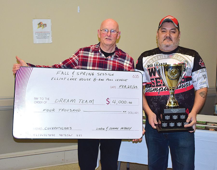 Winning teams in Elliot Lake House 8Ball Pool League got trophies/cash