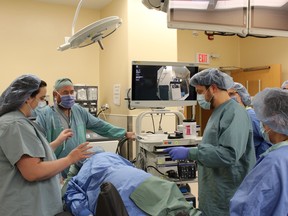 Bluewater Health operating room, endoscopy and diagnostic imaging staff take part in recent mock ERCP procedures to train with new equipment.  (Handout)